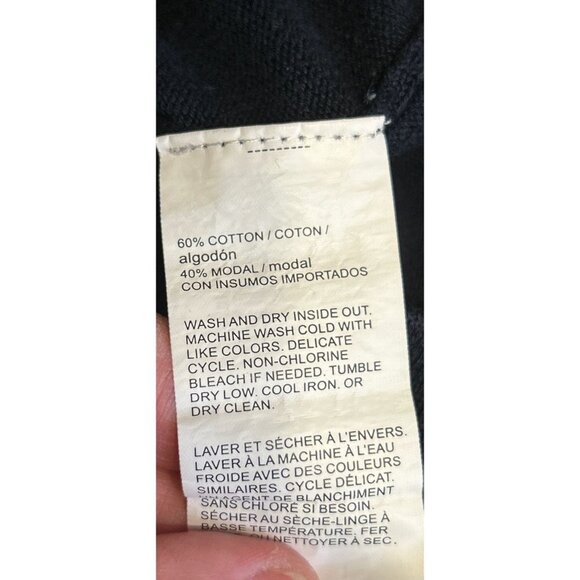 PERRY ELLIS 1/4 Zip Knitted Sweater Navy Blue Pullover Cotton Modal Blend Size L - Picture 7 of 7